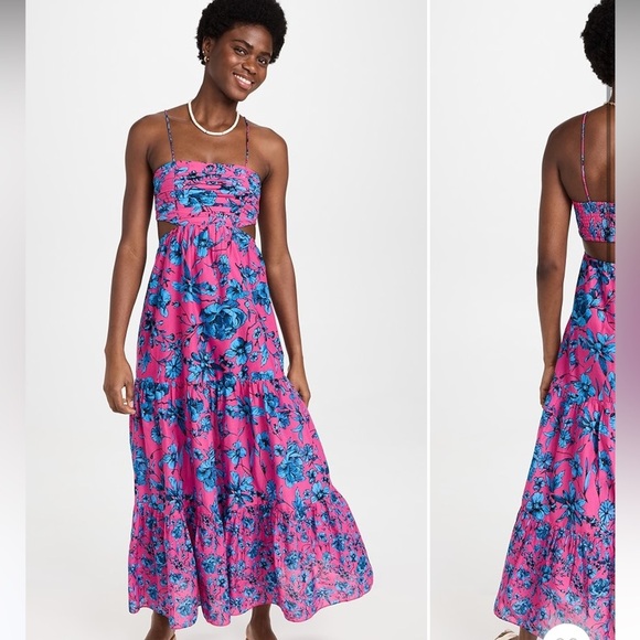 Floral Pink & Blue Playa Lucila Cutout Maxi Dress party resort spring $150 boho - Picture 2 of 8